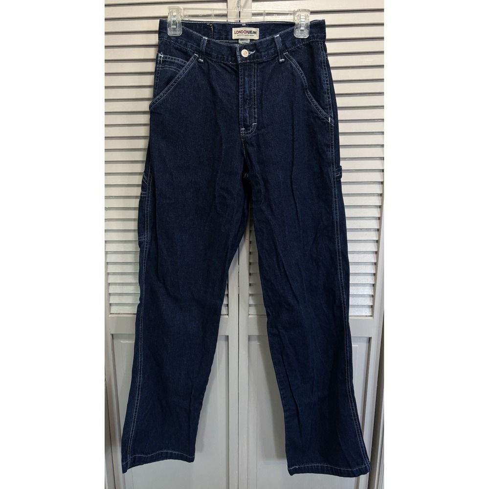 London Jean Carpenter Straight Leg Mid Rise Jean Size‎ 8 Pockets Logo